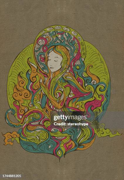 buddha canvas - aztec fabric stock illustrations