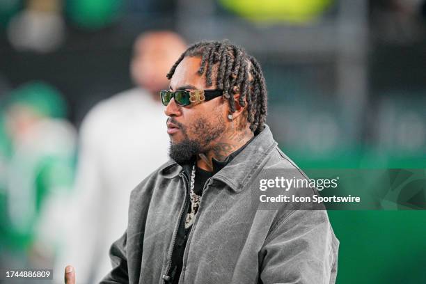 Philadelphia Eagles retired receiver DeSean Jackson looks on during the game between the Miami Dolphins and the Philadelphia Eagles on October 22,...