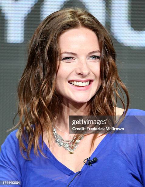 Actress Rebecca Ferguson speaks onstage during the "The White Queen" panel discussion at the Starz portion of the 2013 Summer Television Critics...