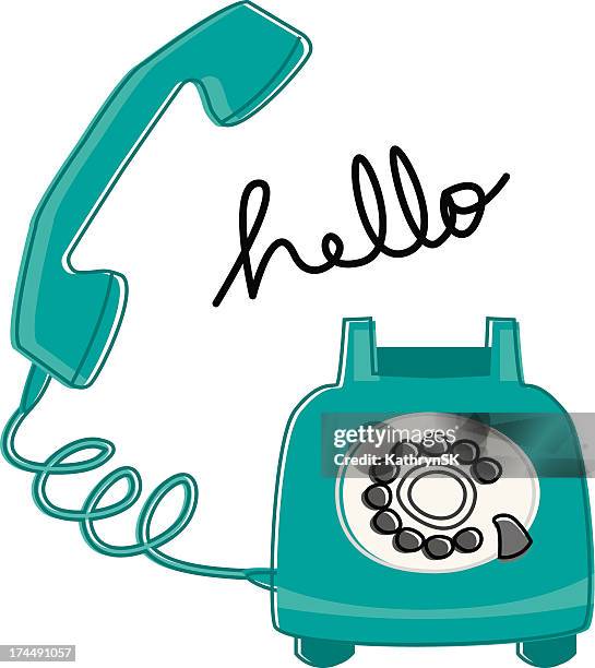 retro phone says hello - telephone line stock illustrations