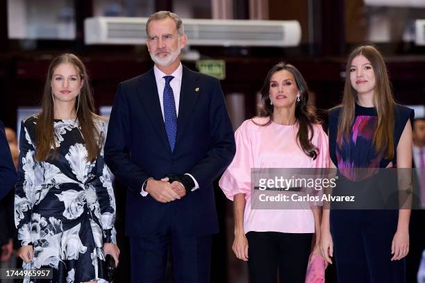 King Felipe VI of Spain, Queen Letizia of Spain, Crown Princess Leonor of Spain and Princess Sofia of Spain attend a concert ahead of the "Princesa...