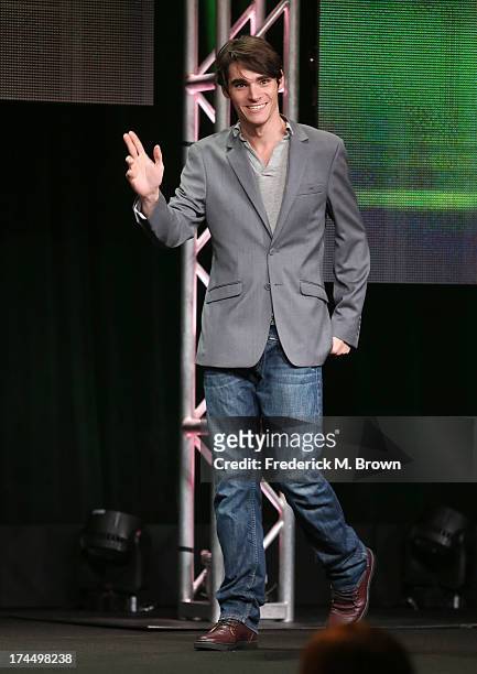 Actor R.J. Mitte walks onstage during the Bad" panel... News Photo - Getty Images