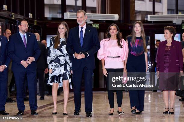 King Felipe VI of Spain, Queen Letizia of Spain, Crown Princess Leonor of Spain and Princess Sofia of Spain attend a concert ahead of the "Princesa...