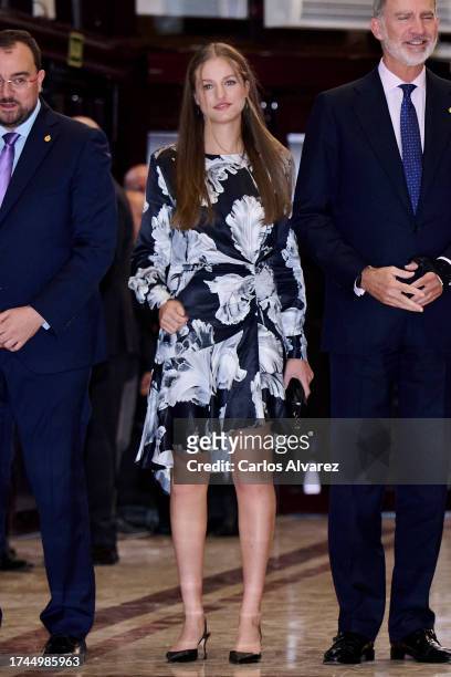 Crown Princess Leonor of Spain attends a concert ahead of the "Princesa De Asturias" Awards 2023 at the Prince Felipe Auditorium on October 19, 2023...