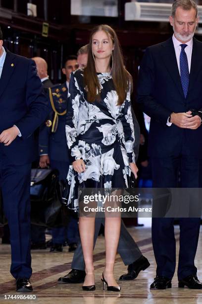 Crown Princess Leonor of Spain attends a concert ahead of the "Princesa De Asturias" Awards 2023 at the Prince Felipe Auditorium on October 19, 2023...