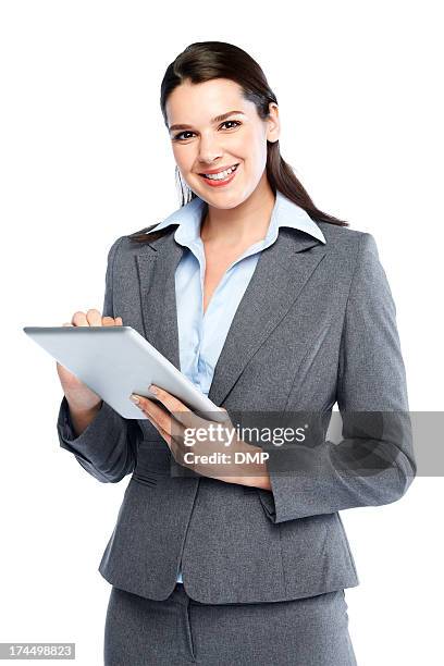 successful young business woman using tablet computer - touchpad bildbanksfoton och bilder