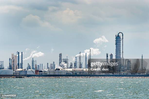 petro chemische öl-raffinerie, die verarbeitung von texas city skyline industrial - golfküstenstaaten stock-fotos und bilder