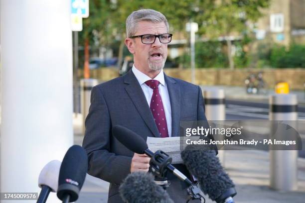 The Independent Office for Police Conduct director Steve Noonan speaks to the media outside Palestra House, central London, after the judgement was...