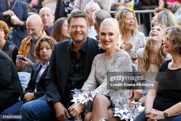 Apollo Rossdale, Blake Shelton, Gwen Stefani and Patti Stefani attend the Hollywood Walk of Fame Star Ceremony Honoring Gwen Stefani on October 19,...