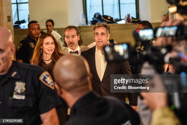 Michael Cohen, former personal lawyer to US President Donald Trump, center, at New York State Supreme Court in New York, US, on Wednesday, Oct. 25,...