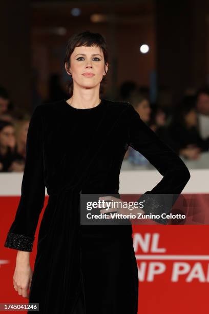 Chiara Martegiani attends a red carpet for the movie "Diabolik Chi Sei?" during the 18th Rome Film Festival at Auditorium Parco Della Musica on...