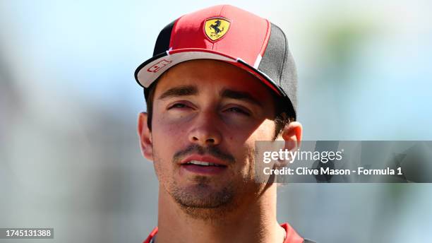 Charles Leclerc of Monaco and Ferrari walks in the Paddock during previews ahead of the F1 Grand Prix of United States at Circuit of The Americas on...