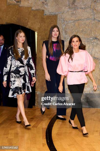 Queen Letizia of Spain , Crown Princess Leonor of Spain and Princess Sofia of Spain attend a concert ahead of the "Princesa De Asturias" Awards 2023...