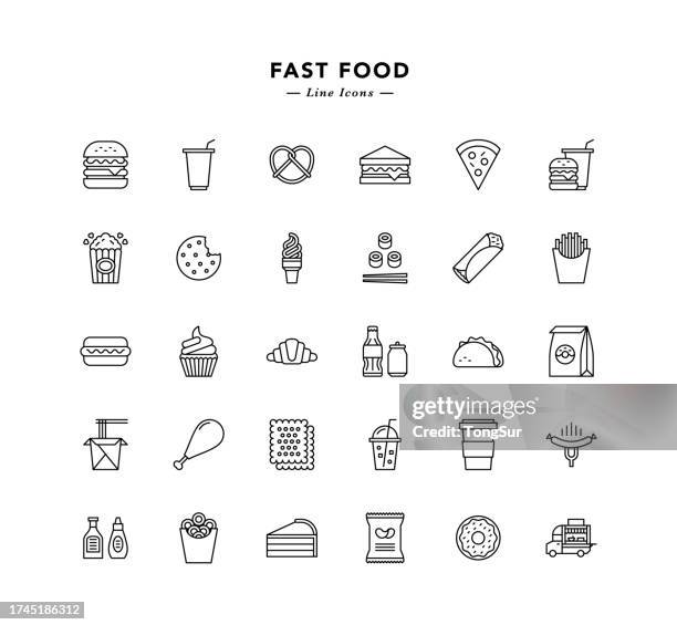 Fast Food Line Icons High-Res Vector Graphic
