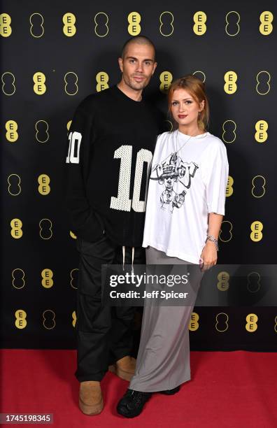 Max George and Maisie Smith attend the launch of the new EE, as Fatboy Slim and virtual backing dancers from across the UK light up the sky above...