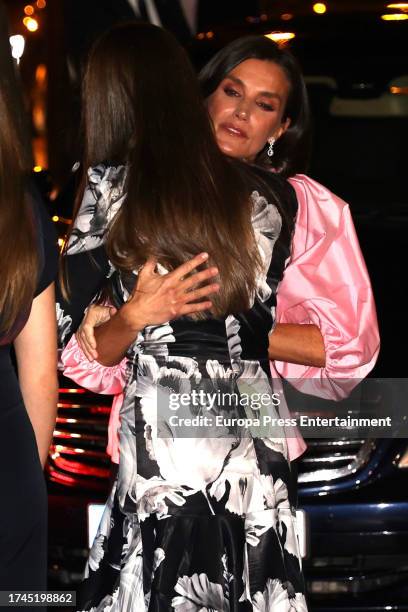 Queen Letizia and Princess Leonor leaving the XXXI Princess of Asturias Awards Concert at the Auditorio Palacio de Congresos "Principe Felipe" on...