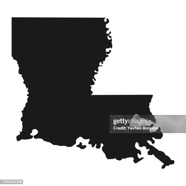 louisiana state map with detailed borders - louisiana stock-fotos und bilder