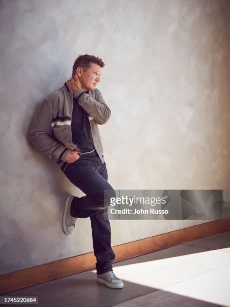 Actor Jeremy Renner is photographed for Cigar & Spirits magazine on August 22, 2023 in Los Angeles, California. PUBLISHED IMAGE.