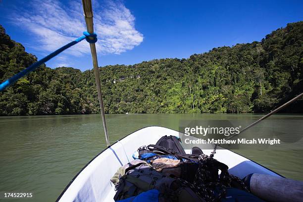 a boat trip up the rio dulce to livingston - livingston guatemala stock pictures, royalty-free photos & images