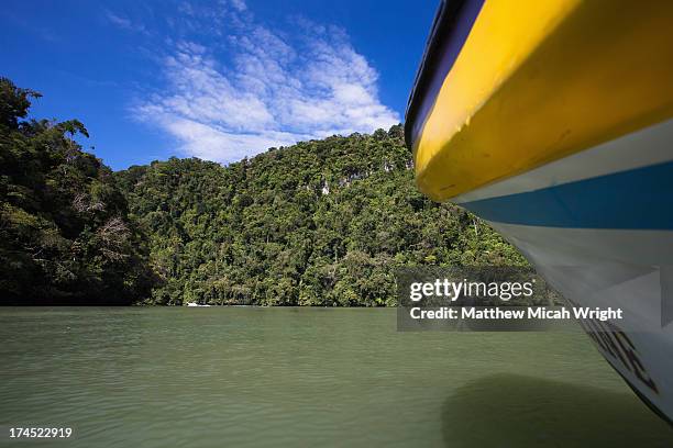 a boat trip up the rio dulce to livingston - livingston guatemala stock pictures, royalty-free photos & images