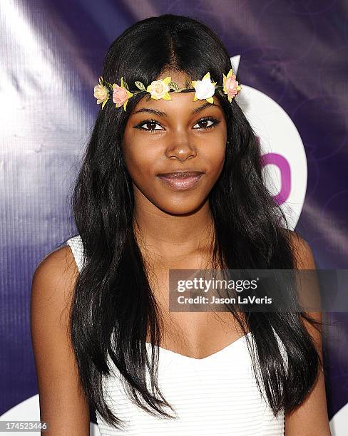 Actress Diamond White attends the Hub Network's 2013 Television Critics Association summer press tour event at The Globe Theatre at Universal Studios...