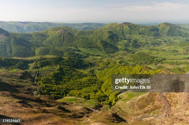 auvergne landscape from puy mary summit - cantal stockfoto's en -beelden