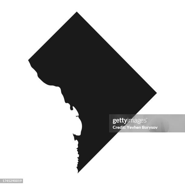 washington d.c. district of columbia map with detailed borders - washington state imagens e fotografias de stock