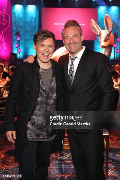 Michael Patrick Kelly and Sascha attend the Tribute To Bambi 2023 at JW Marriott Hotel Berlin on October 19, 2023 in Berlin, Germany.