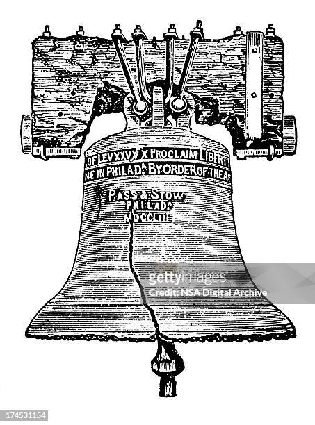 stockillustraties, clipart, cartoons en iconen met a drawn image of a bell that has a crack in it - george washington state