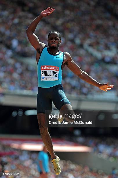 Dwight Phillips of the United States competes in the Men's Long Jump during day two of the Sainsbury's Anniversary Games - IAAF Diamond League 2013...