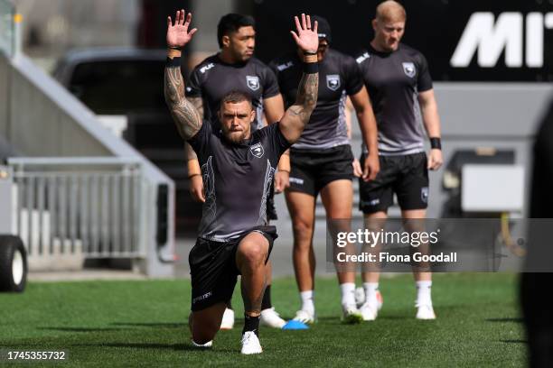 Kiwis captain James Fisher-Harris during a New Zealand Kiwis league training session at The Trusts Arena on October 16, 2023 in Auckland, New Zealand.