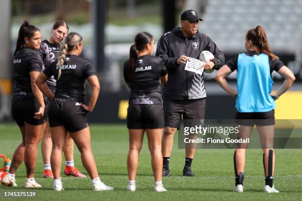 Kiwi Ferns coach Ricky Henry during a New Zealand Kiwis league training session at The Trusts Arena on October 16, 2023 in Auckland, New Zealand.