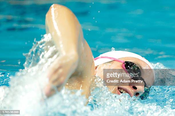 Jordan Mattern of the USA in action during a swim training session on day eight of the 15th FINA World Championships at Palau Sant Jordi on July 27,...