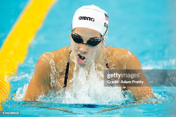 Maya DiRado of the USA in action during a swim training session on day eight of the 15th FINA World Championships at Palau Sant Jordi on July 27,...