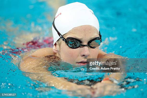 Karlee Bispo of the USA during a swim training session on day eight of the 15th FINA World Championships at Palau Sant Jordi on July 27, 2013 in...