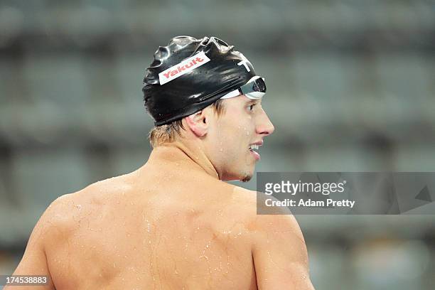 Michael McBroom of the USA during a swim training session on day eight of the 15th FINA World Championships at Palau Sant Jordi on July 27, 2013 in...