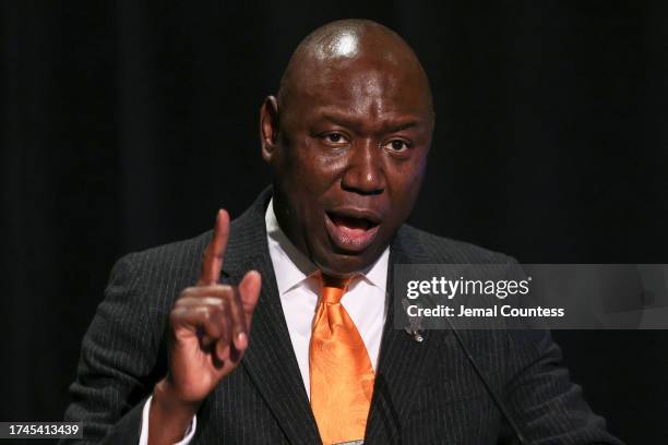 Civil rights attorney Ben Crump speaks after receiving an award from NOBCO at the Future Leaders Luncheon during Day One of the 2023 37th Annual...