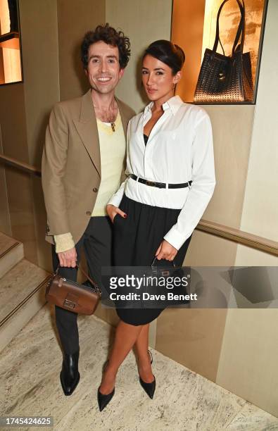 Nick Grimshaw and Cora Corré attend the launch of the FENDI Winter 2023-2024 collection curated with Stefano Pilati on October 25, 2023 in London,...