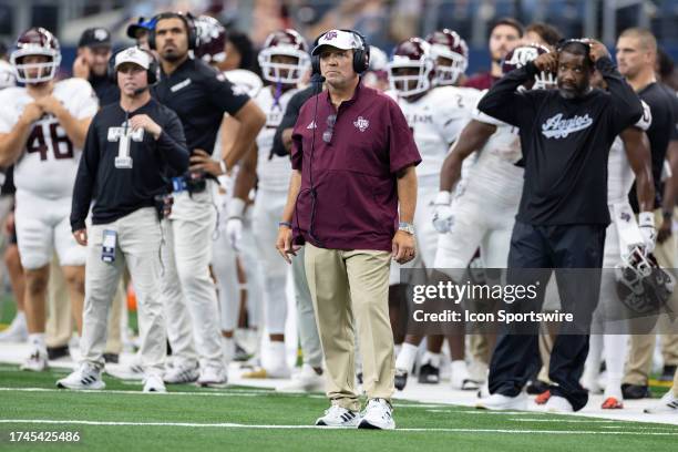 Texas A&M Aggies head coach Jimbo Fisher looks on from the sideline during the Southwest Classic college football game between the Texas A&M Aggies...