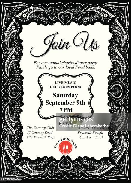 charity dinner invitation template - dinner invitation vector stock illustrations