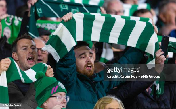 Celtic fan during a UEFA Champions League match between Celtic and Atletico de Madrid at Celtic Park, on October 25 in Glasgow, Scotland.
