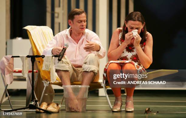 Evgeny Sergeyevich Dorn as Sylvester Groth and Polina Andreyevna as Karin Neuhauser take part in a new production of Anton Chekhov's play 'The...