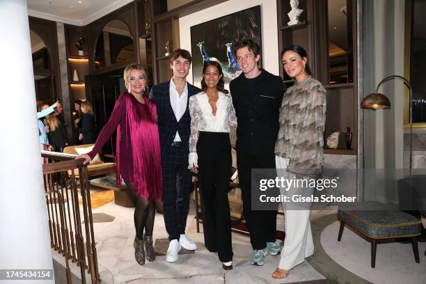 Laura Osswald, Arne-Carlos Böttcher, Rabea Schif, Jannis Niewöhner and Janina Uhse attend the Rosewood Munich grand opening on October 25, 2023 in...