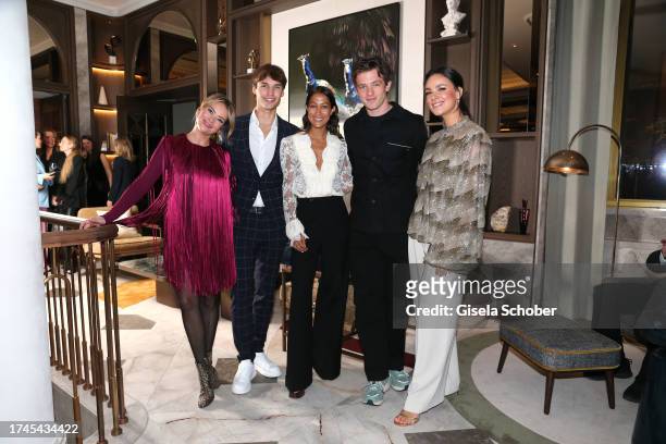 Laura Osswald, Arne-Carlos Böttcher, Rabea Schif, Jannis Niewöhner and Janina Uhse attend the Rosewood Munich grand opening on October 25, 2023 in...