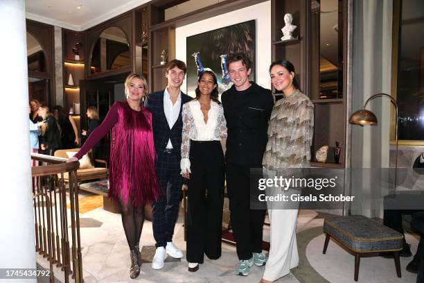 Laura Osswald, Arne-Carlos Böttcher, Rabea Schif, Jannis Niewöhner, Janina Uhse during the Rosewood Munich grand opening on October 25, 2023 in...