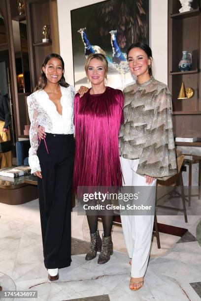 Rabea Schif, Laura Osswald, Janina Uhse during the Rosewood Munich grand opening on October 25, 2023 in Munich, Germany.