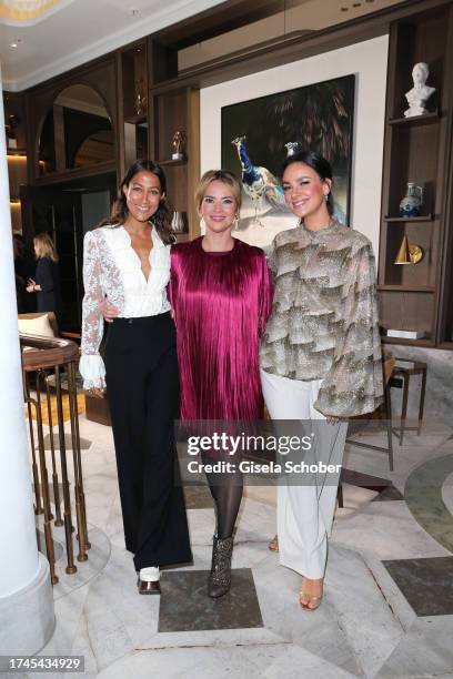 Rabea Schif, Laura Osswald, Janina Uhse during the Rosewood Munich grand opening on October 25, 2023 in Munich, Germany.
