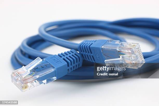 network connection plug - plugging in stockfoto's en -beelden
