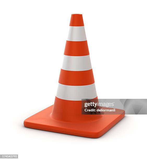 traffic cone - warning sign white background stock pictures, royalty-free photos & images