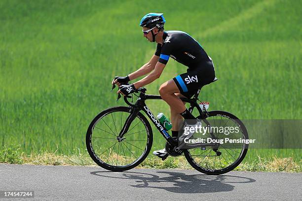 David Lopez of Spain riding for Sky Procycling competes during stage seventeen of the 2013 Tour de France, a 32KM Individual Time Trial from Embrun...